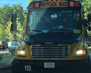 Front view of yellow school bus